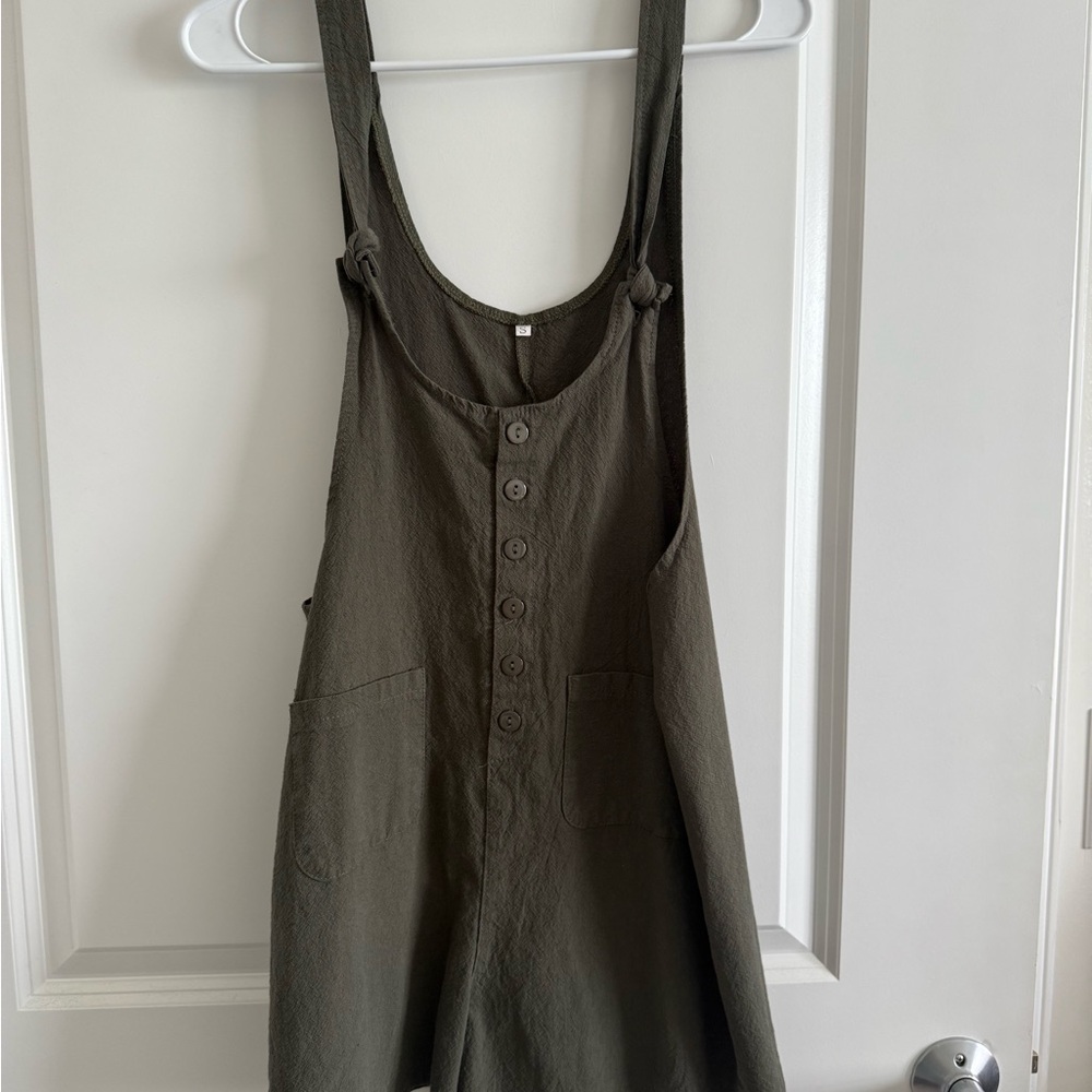 Olive Green Button-Up Romper